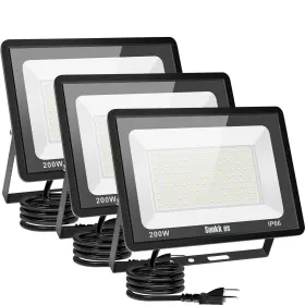 200w Sunkkes 683132208898 Led Flood Lights 3 Pack Outdoor Ip66 Waterproof 24000lm Bright Securit
