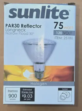 Sunlite 653703251806 Par 30 Halogen Reflector Long Neck Narrow Flood 900 Lumens. 15 Units