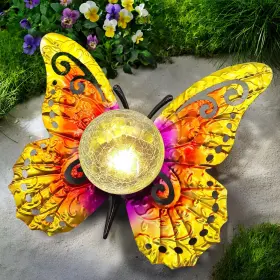 Sunnypark 768825175173 Solar Lights Outdoor Garden Butterfly Decor Metal Statue Gold