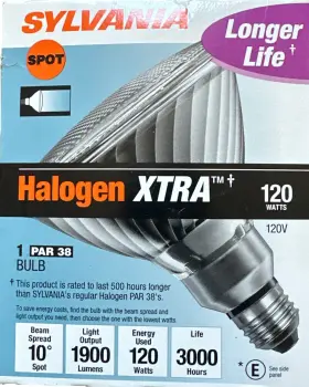 1900 Sylvania 046135148736 Halogen Xtra 120w Lumens Spot Light Bulb - Par 38