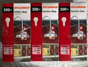 Ps30 Sylvania 300m/cl/rp 3 - New 300 Watt Utility Clear Indoor / Outdoor Bulbs