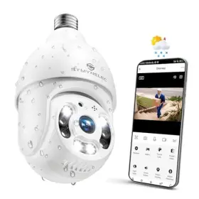 Symynelec 710638429714 Light Bulb Security Camera Outdoor Waterproof 2.5k 2.4ghz Only - White