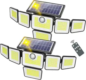 Sza106-ty Szpower Solar Outdoor Lights 3000lm Flood With 401 Led 6 Heads Black
