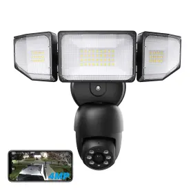Szn553-sc Szpower Floodlight Camera Outdoor 2k Qhd Security Light With 55w 5500lm Motio