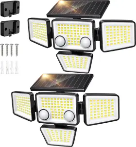 Szrsth 769527232887 2 Pack 3000lm 188 Led Motion Sensor Waterproof Solar Flood Security