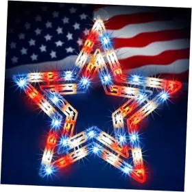 Lx2427 Taizhou Yongheng Lighting Co. Ltd 14ftft Red White Star Window Silhouette Lights 4th Of July Blue