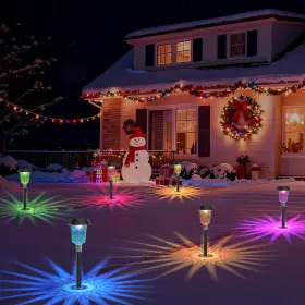 Tk-sl070 Tecknet 8 Pack Solar Powered Pathway Lights Auto On/off Multicolor