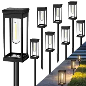 Sl-4pk-wht Tezkoles 8 Pack Solar Pathway Lights Outdoor Ip65 Waterproof Black