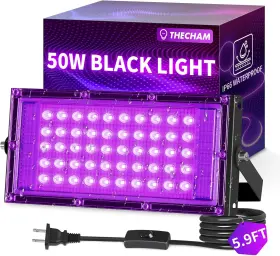 Cm-tj-tgd-50w-1 Thecham 50w Led Black Lights Ip66 Waterproof Light Outdoor With 5.9ft Plug Switch