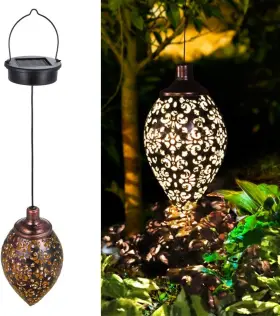 Kwlt058fbm Tomshine Hanging Solar Lights Lantern Led Garden Metal Lamp Bronze