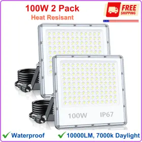 70987428 Topaubub 2 Packs Led Flood Light Plug In Exterior Security Outdoor For Stadium Backyard