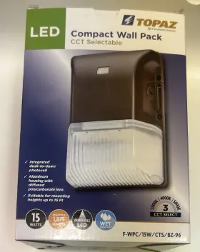 Bz-96 Topaz F-wpc/15w/cts/bz-96 Led Wall Pack 15w 1875 Lumens Cct Selectable Bronze Outdoor