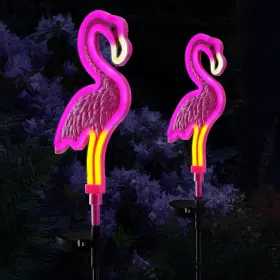 Topruifeng 717019140190 Flamingo Solar Lights Outdoor Decor Pink 2pcs - Neon