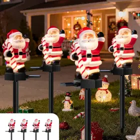 Sante2025 Topvelo 2 Packs Christmas Solar Garden Light With Santa Claus 17.7 Red And Pink