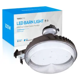 E-24617 Torchstar Dusk To Dawn Led Barn Light 100w Security Flood 120-277v 5000k Daylight