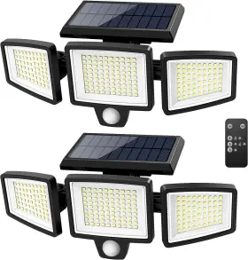 8330d-210r Tuffenough Solar Outdoor Lights 2500lm 210 Led Security 2 Pack Black