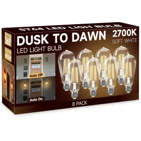 120vst6404w6e26-gk Unilamp Dusk To Dawn Light Bulbs Outdoor St64 6w Equivalent 60w 2700k