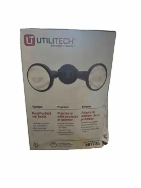Utilitech 044427300541 Flood Light 2-head Black Adjustable Back Plate Wall Eve Mounting