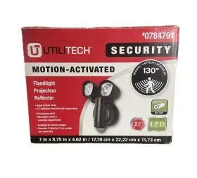 0784791 Utilitech Motion Activated Light 130 Degrees Aged Bronze Finish Battery Powered