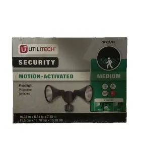0803993 Utilitech Motion Activated Outdoor Flood Light Black Dual Wall Mounted Hardwired