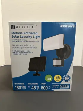 3845479 Utilitech Motion Activated Solar Led Flood Light 800 Lumens Black Ip65 Outdoor