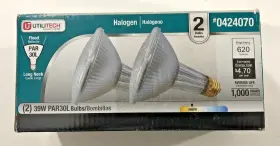 Utilitech 706762670108 New Bulb 2-pack Halogen 39 Watt Par30l Long Neck 39w Flood Tested