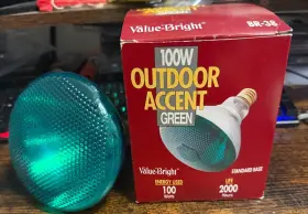 172-569 Value-bright Vintage -bright 100w Outdoor Green Accent Flood Light Bulb Br-38 #172-569