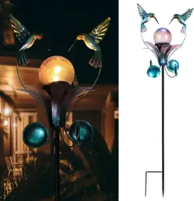 4215871 Vcuteka Solar Lights Outdoor Metal Garden Stake Waterproof Hummingbird