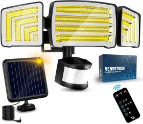 Yw-vrsl-blk-1pcs-us1 Vensstnor Solar Motion Sensor Flood Lights Outdoor - 4000lm 4 Lighting Modes 72ft Sensing