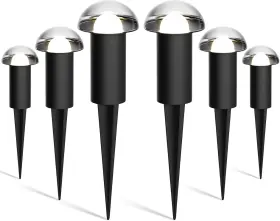 5122-21103-06a Venus Manufacturing Low Voltage Landscape Pathway Lighting 6pk 1.5w Led Mushroom 6 Pack Black