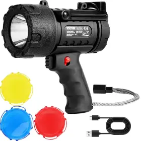 Vevor 197988769330 Usb Super Bright Rechargeable Spotlight Flashlight 200 000lm Searchlight