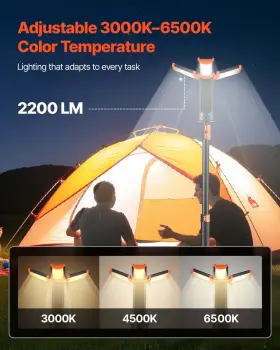 Vevor 197988889915 Led Work Light With Stand 10ah Rechargeable Cordless Camping 3 La