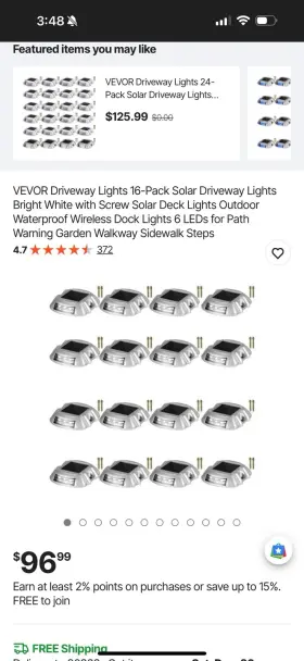 Vevor 445045394340 Driveway Lights 16-pack Solar White With Screw Deck