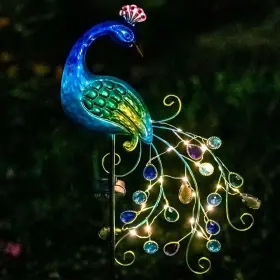 Vewogarden 777989021493 Metal Peacock Solar Garden Lights Stakes - Waterproof Blue