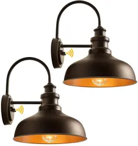 V81182brg Vianis Dusk To Dawn Barn Lights 2 Pack Brown Gooseneck Outdoor Light Fixture
