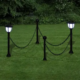 Vidaxl 718475861386 Chain Fence With Solar Lights Two Led Lamps Poles