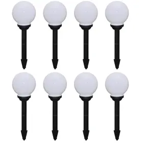 Vidaxl 719883695747 Garden Lamp Set Of 8 White Shiny Ball Black Tube Tough Plastic
