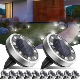 Gs15-12 Vighep Solar Ground Lights 12 Pack Flat Outdoor Waterproof Bright Led