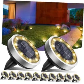 Gs15y-12 Vighep Solar Ground Lights Flat Outdoor Waterproof 12 Pack Warm White