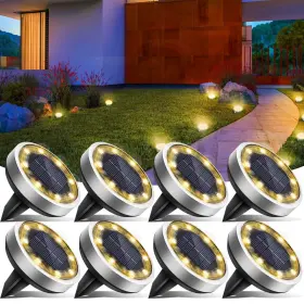 Gs15y-8 Vighep Solar Ground Lights 8 Pack Flat Outdoor Waterproof Bright Led S