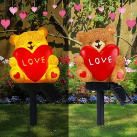 Anb-vihose-2400 Vihose Valentines Day Solar Bear With Heart Garden Stake Lights Cute Colors
