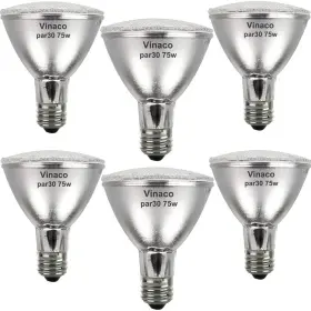 Vinaco 820913286403 Par30 Flood Light 75w 6 Pack High Brightness 1000lm Halogen Lon