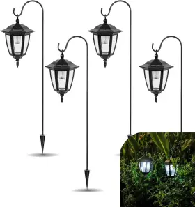 Vv-lt0004-parent Vioview Hanging Solar Lights Outdoor Waterproof 35 Inch Shepherd Hook 4 Pack Black