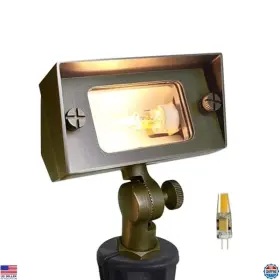 Cof502b-1-7 Visit The Coloer Store Brass Rectangular Flood Lights - 2w 2700k Led G4 Bulb 12v Landscape