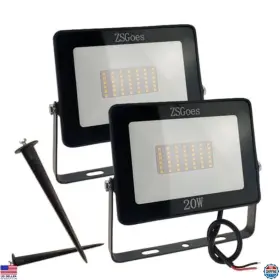 G12-60v Visit The Zsgoes Store 2-pack 20w Cool White Waterproof Led Floodlights - Ip65 Outdoor Security Lights