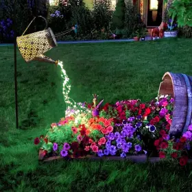 Vookry 727524649903 Watering Can With Lights Large 1 Pack Cool White - Star And Flower