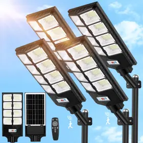 Ji-6640-fba-4 Vuaa 4 Pack Solar Street Lights Outdoor Waterproof 10000lm 448 4-pack Black