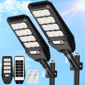 Ky-lj-2 Vuaa 2 Pack Solar Street Lights Outdoor Waterproof 6500k 6000lm Led L