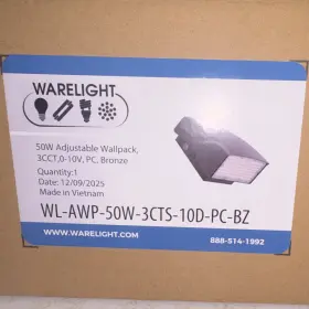 Warelight Wl-awp-50w-3cts-10d-pc-bz 50w Led Wallpack Outdoor Wall Mount Bronze 3cct 0-10v Wl-awp