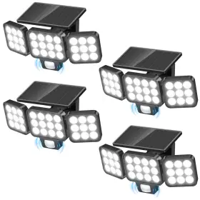 Twl002-4 Wdtpro Solar Flood Light Outdoor 4 Pack 3500lm Super Bright Motion Black